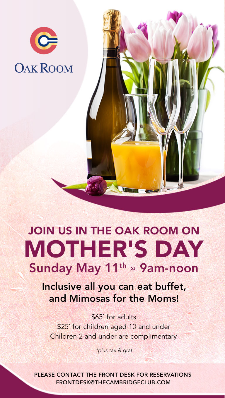 Mother's Day Brunch in the Oak Room - Sunday, May 11th